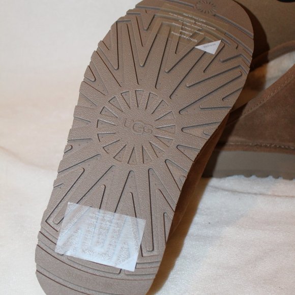 NIB UGG WOMEN'S DISCOQUETTE SUEDE SHEARLING SLIP ON SLIPPERS CHESTNUT - Picture 11 of 11